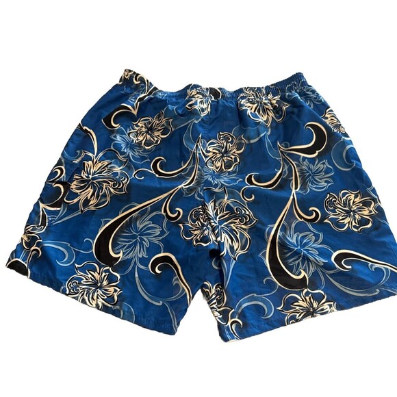 Men’s Speedo BLUE Floral Mesh Lined Elastic Drawstring Pockets Swim Trunks XL - Picture 8 of 8